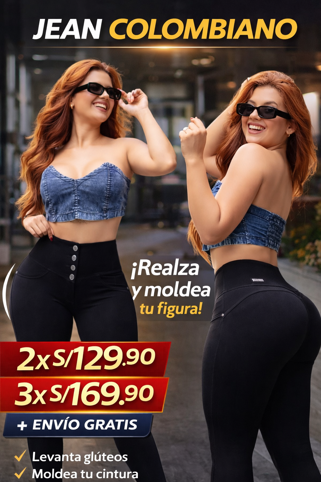 2X 1 JEANS FAJERO CON BOTONES COLOMBIANOS
