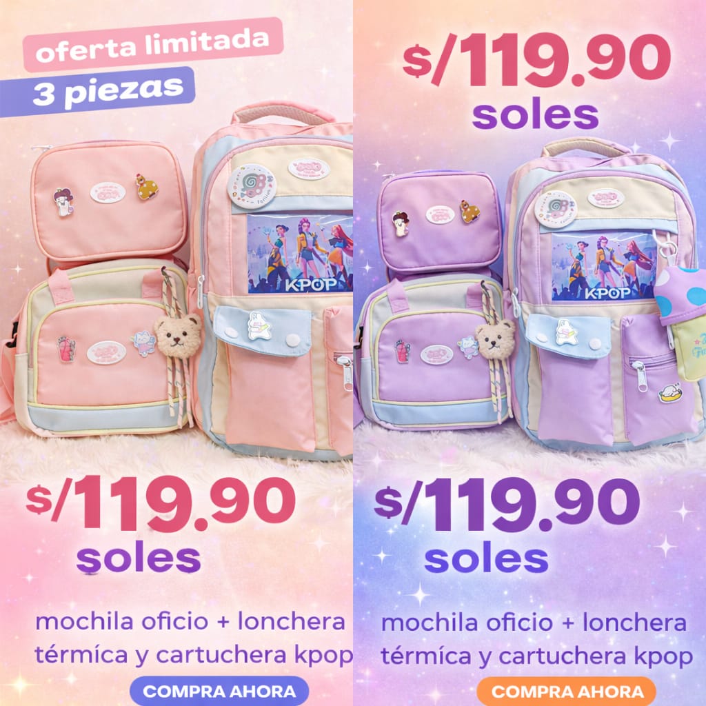 💜 Set COMPLETO  KPOP 3 Piezas - Oferta S/119.90